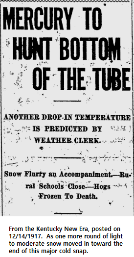 Top Western KY Events: #28- Dec 7th-9th, 1917 Snowstorm and Record Cold&nbsp;Snap